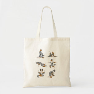 Australian shepherd som gör yoga Tote-väska Tygkasse