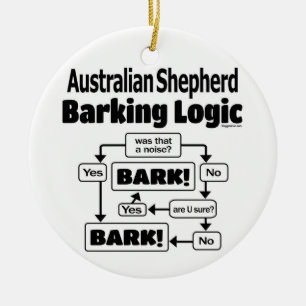 Australian shepherd som skäller logik julgransprydnad keramik