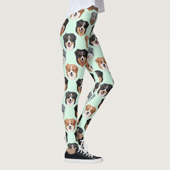 Australian Shepherd Söt Hund Älskare Mönster Leggings (Höger)