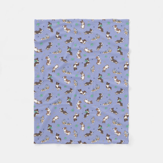 Australian shepherd spelar Roligt Fleece Blanket (Framsidan)