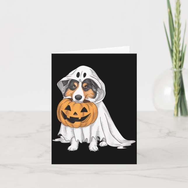 Australian Shepherd Spökhund Halloween Kort (Framsida)