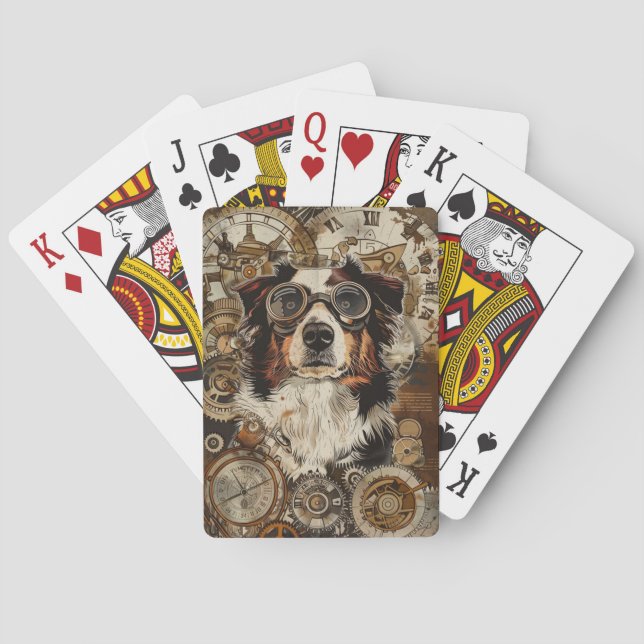 Australian shepherd Steampunk Casinokort (Baksidan)