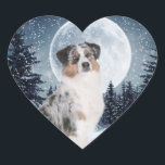 Australian shepherd Stickers Hjärtformat Klistermärke<br><div class="desc">De här blå Merle Australian shepherd-klistermärkena är en underbar gåva till alla Aussie älskare.</div>