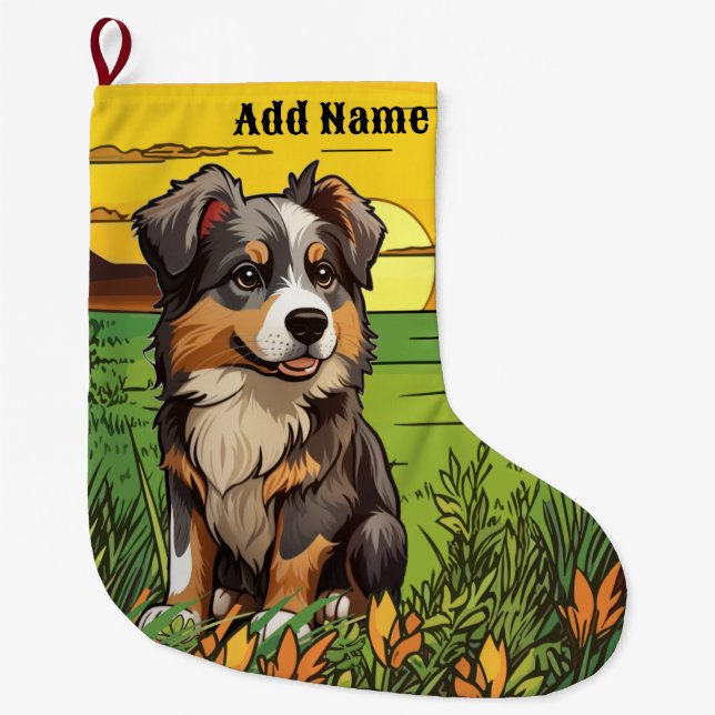 Australian shepherd stor julstrumpa (Framsidan)