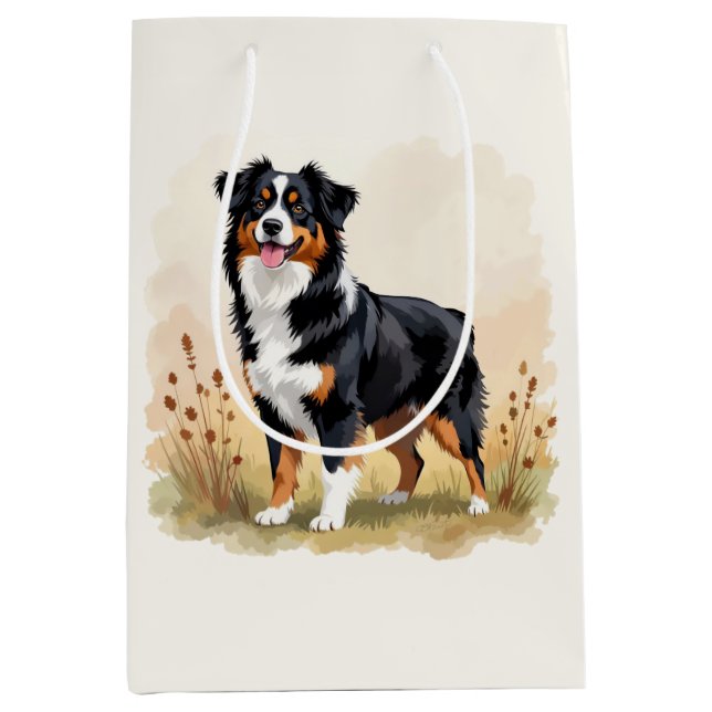 Australian Shepherd svart trefärgad Aussie hund (Framsidan)