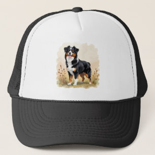 Australian Shepherd Svart Trefärgad Aussie Hund Keps