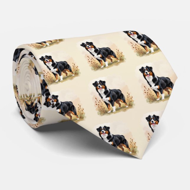 Australian Shepherd Svart Trefärgad Aussie Hund Slips (Rullad)