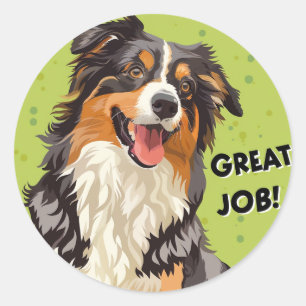 Australian shepherd Underbar Jobblärare Reward Runt Klistermärke
