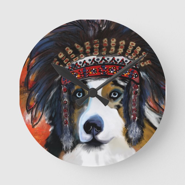 AUSTRALIAN SHEPHERD Urklocka Rund Klocka (Framsida)