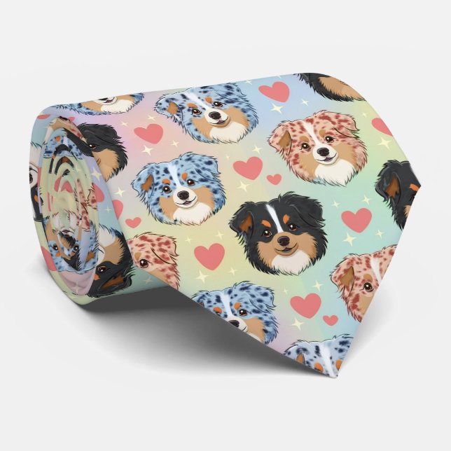 Australian Shepherd Valentine-hjärtsmönster Hund Slips (Rullad)