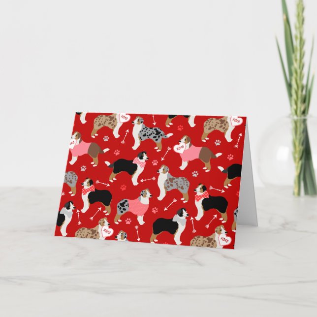 Australian shepherd Valentine Mönster Helgdag Card Helgkort (Framsida)