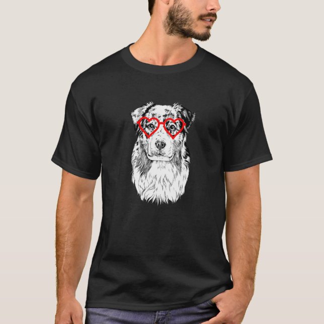 Australian shepherd Valentines day Aussie Hund Mam T Shirt (Framsida)