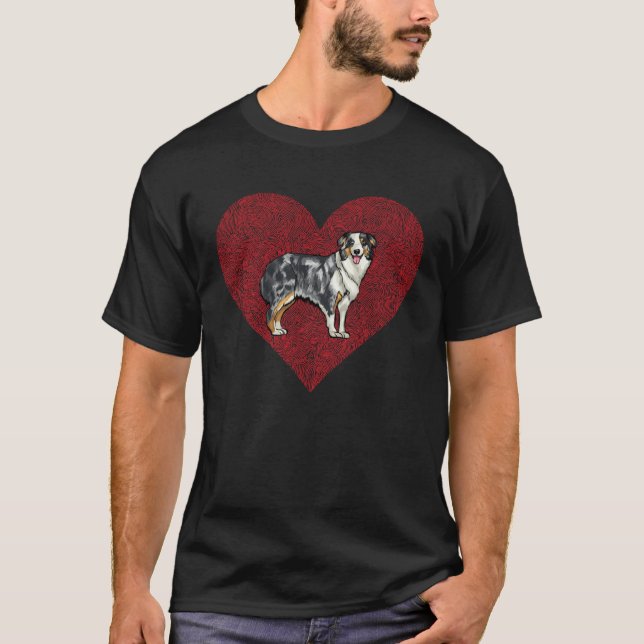 Australian Shepherd Valentines Day Dog Love Finger T Shirt (Framsida)