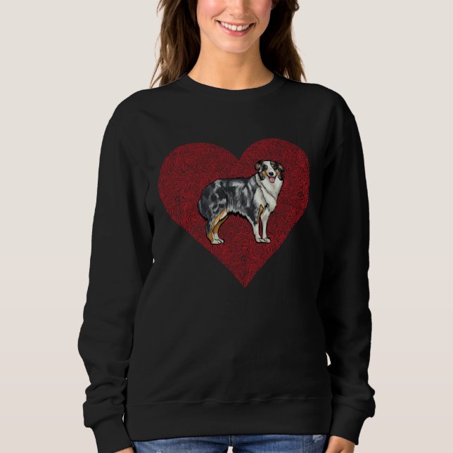 Australian Shepherd Valentines Day Dog Love Finger T Shirt (Framsida)