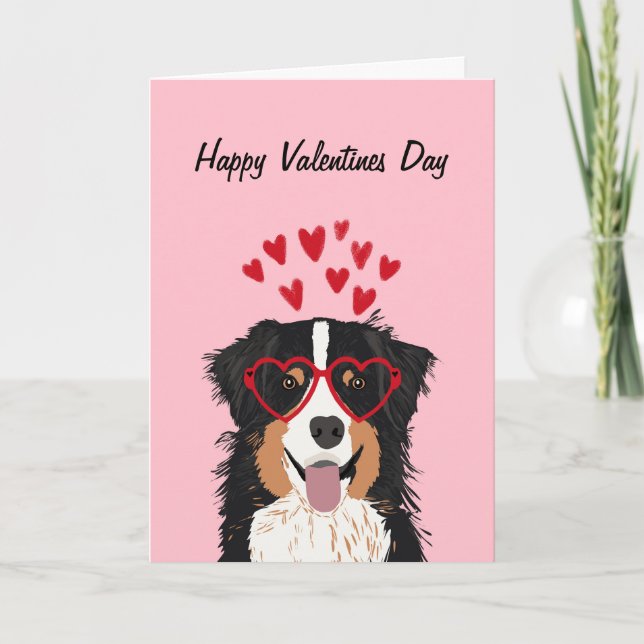 Australian shepherd - valentines med tre färgader  helgkort (Framsida)