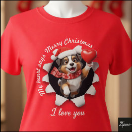 Australian Shepherd Valp Jul Hjärtduk T Shirt
