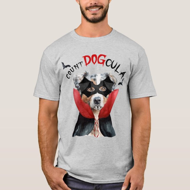 Australian shepherd Vampire Hund Funny Halloween T Shirt (Framsida)