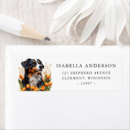 Australian Shepherd Våren Gula Tulpaner Returadress Etikett