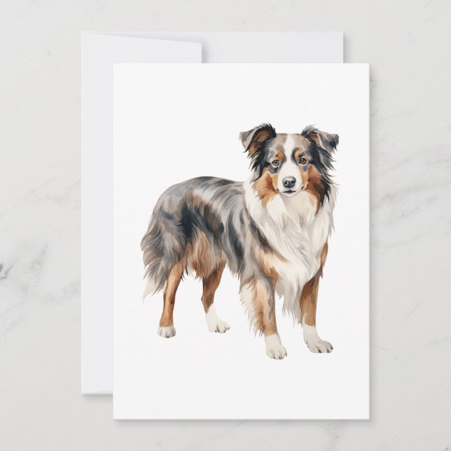 Australian shepherd vattenfärgsklippare Australien Tack Kort (Framsida)