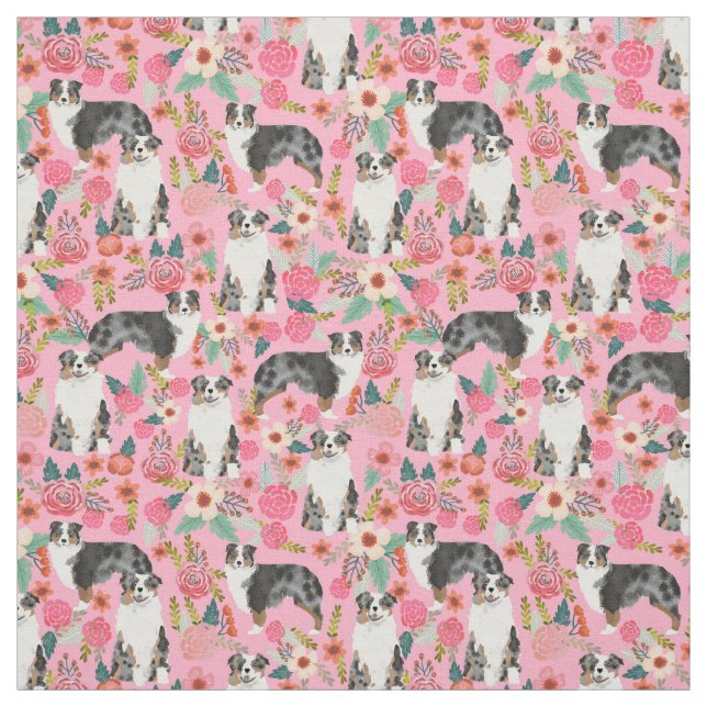 Australian shepherd väv blommigt mönster tyg (Provkarta)