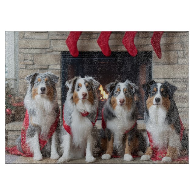 Australian Shepherd vid brasan jul (Framsidan)