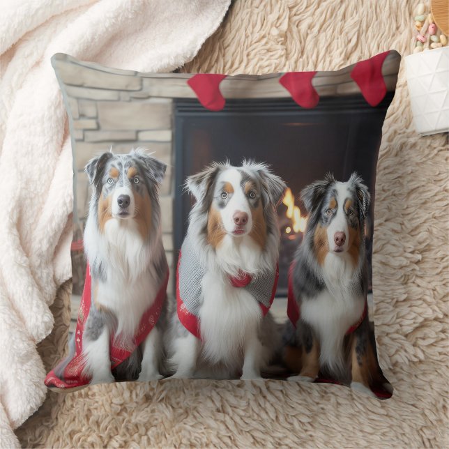Australian Shepherd vid brasan jul Kudde (Filt)