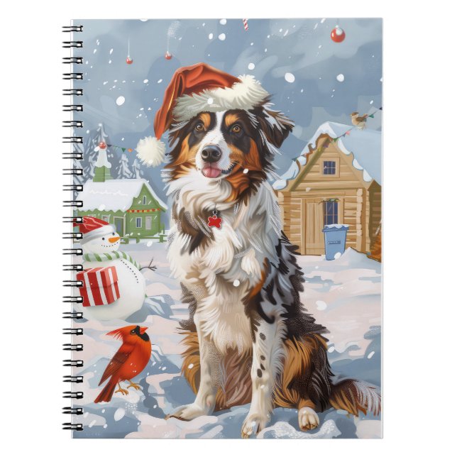 Australian Shepherd Vinter Värld Jul Anteckningsbok (Framsidan)