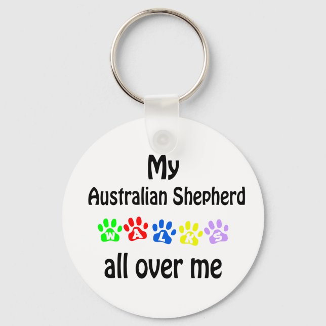 Australian shepherd Walks Design Nyckelring (Framsida)