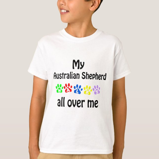 Australian shepherd Walks Design T-shirt (Framsida)