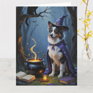Australian shepherd Whimsical Halloween Painting Kort