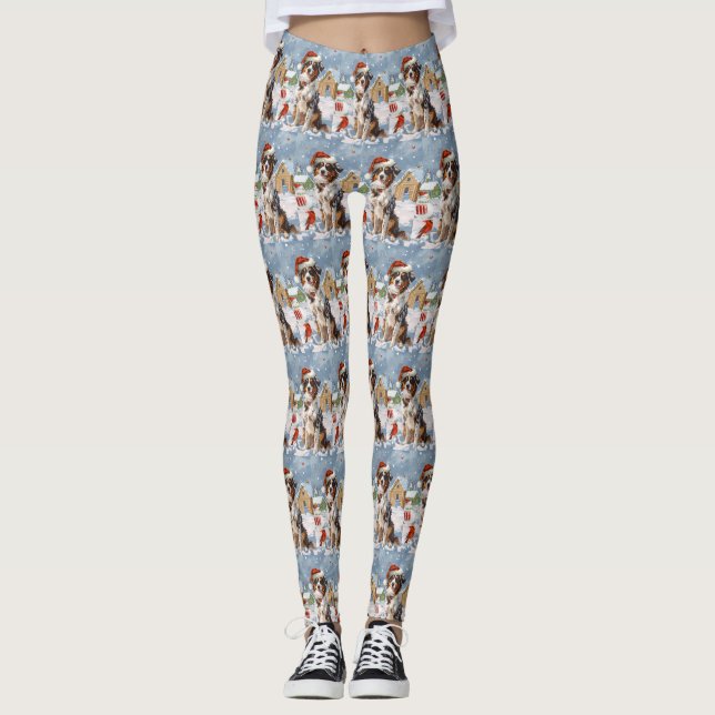 Australian shepherd Winter Wonderland jul Leggings (Framsida)