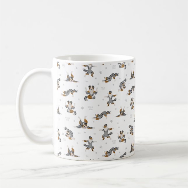 Australian shepherd yoga Mugg (Vänster)
