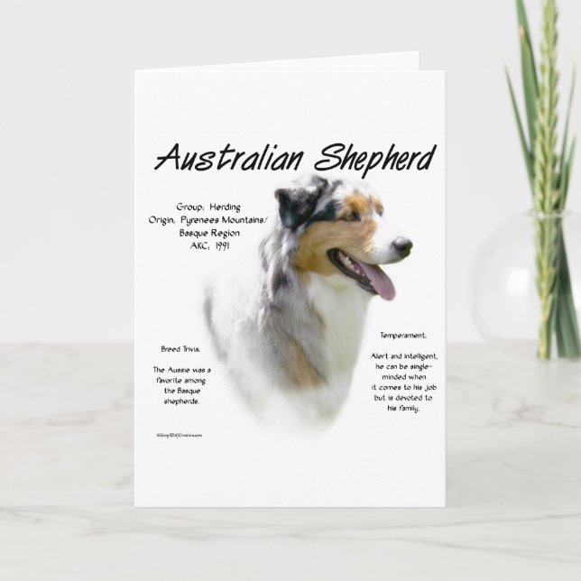 Australian shepherdhistoriedesign helgkort (Framsida)