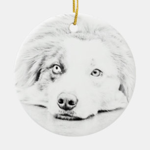 Australian shepherdhundkonst julgransprydnad keramik