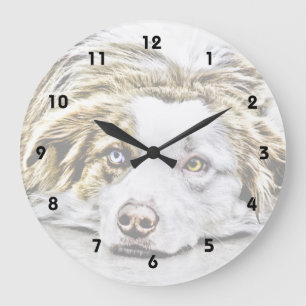 Australian shepherdhundkonst stor klocka