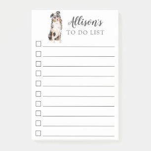 Australian shepherdhundpersonligen som ska göras, post-it block