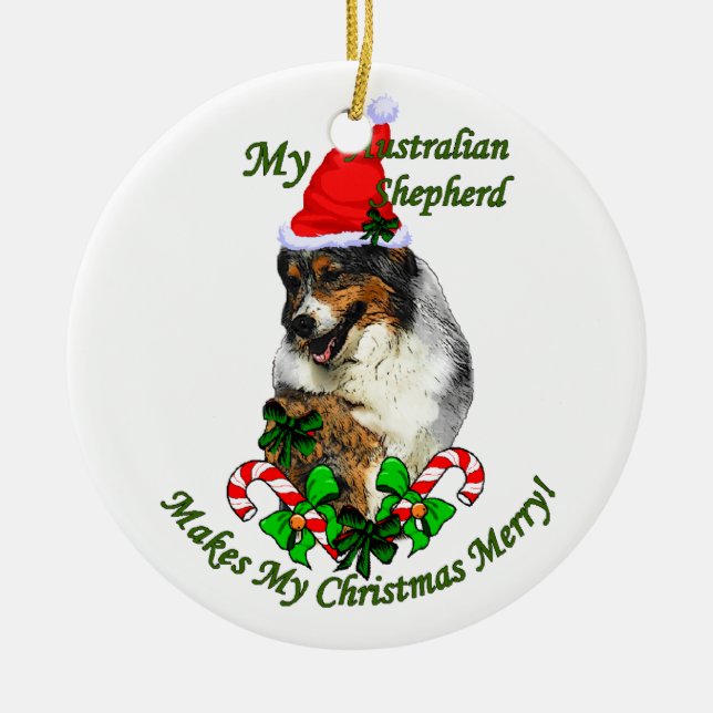 Australian shepherdjul julgransprydnad keramik (Framsidan)