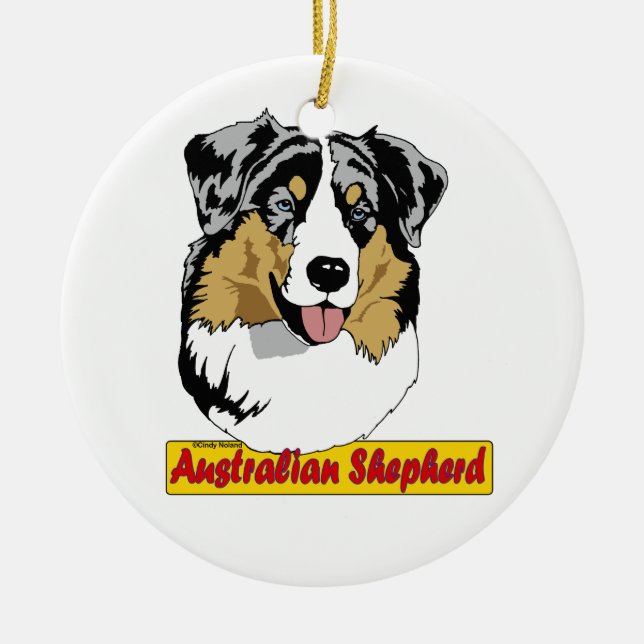 Australian shepherdprydnad julgransprydnad keramik (Framsidan)