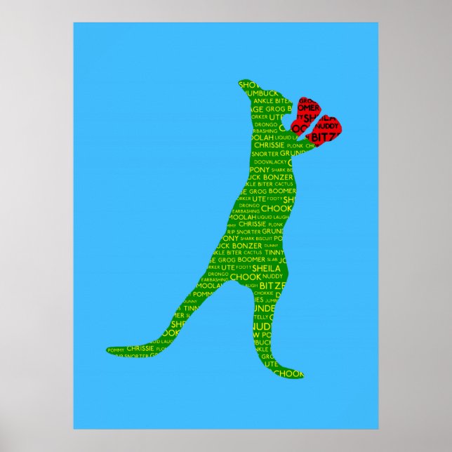 Australian Slang Boxing Kangaroo Poster (Framsidan)