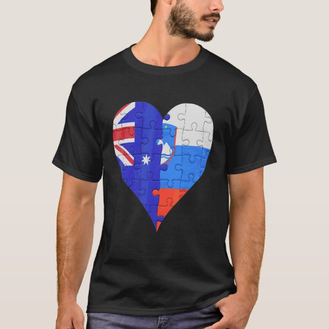 Australian Slovenska Flagga Heart T Shirt (Framsida)