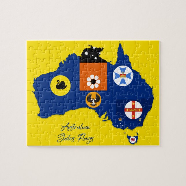 Australian Statlig flagga Karta, Education Pussel (Horisontell)