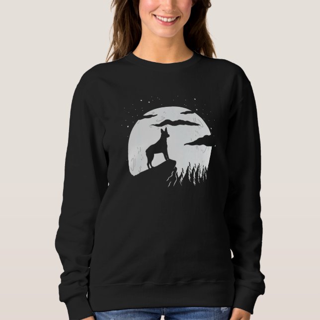 Australian Stumpy Tail Cattle Dog och Moon Hallowe T Shirt (Framsida)