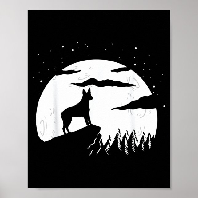 Australian Stumpy Tail Nötkreatur Hund Och Måne Poster (Framsidan)