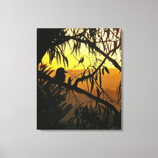 Australian Sunset Kookaburra Silhouette Wrapped C Canvastryck (Framsida)
