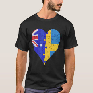 Australian Swedish Flagga Heart T Shirt