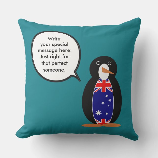 Australian Talking Penguin Personlig Kudde (Framsida)