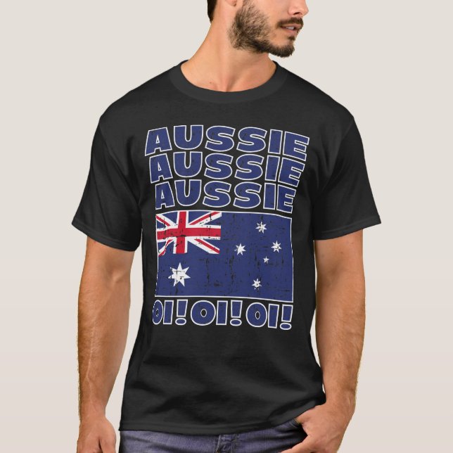 Australian Team Chant - Aussie Aussie Aussie, Oi O T Shirt (Framsida)