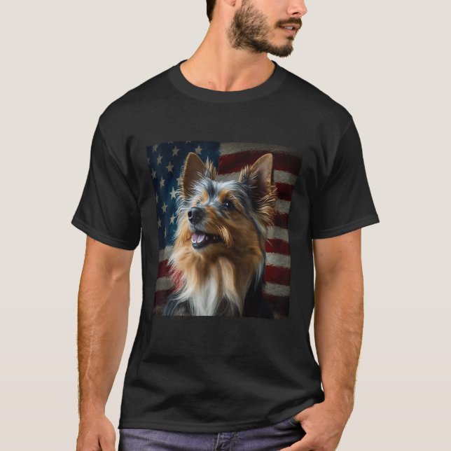 Australian Terrier 4th of July  Australian Terrier T Shirt (Framsida)