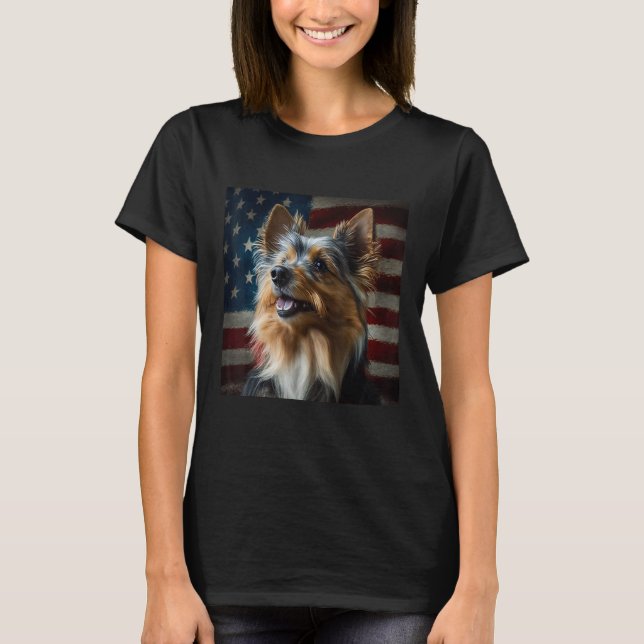 Australian Terrier 4th of July  Australian Terrier T Shirt (Framsida)