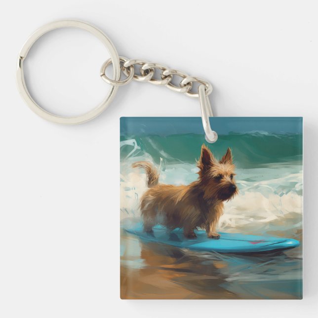 Australian Terrier Beach Surfing Painting (Framsidan)